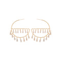 Crystal Trapezoid Fringe Open Hoop Stud Earrings Statement Pair view 5