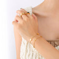 Double Layer Heart Charm Bracelet Gold Tone Fine Chain Lobster Clasp view 2