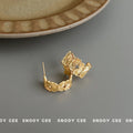 Gold Embossed Butterfly C Shape Hoop Earrings Style view 4