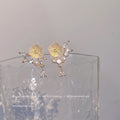 Gold-Tone Iridescent Flower Pearl Teardrop Stud Earrings view 1