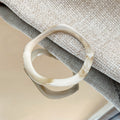Five White Cream Teal Pink And Brown Irregular Resin Bangles view 7
