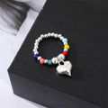 Silver Tone Colorful Bead Heart and Smiley Bracelets and Rings view 5