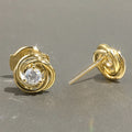 Gold Swirl Knot Clear CZ Center Stud Earrings Metal Pair view 3