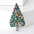 Silver Tone Hollow Christmas Tree Brooch Green Multicolor Stones view 6