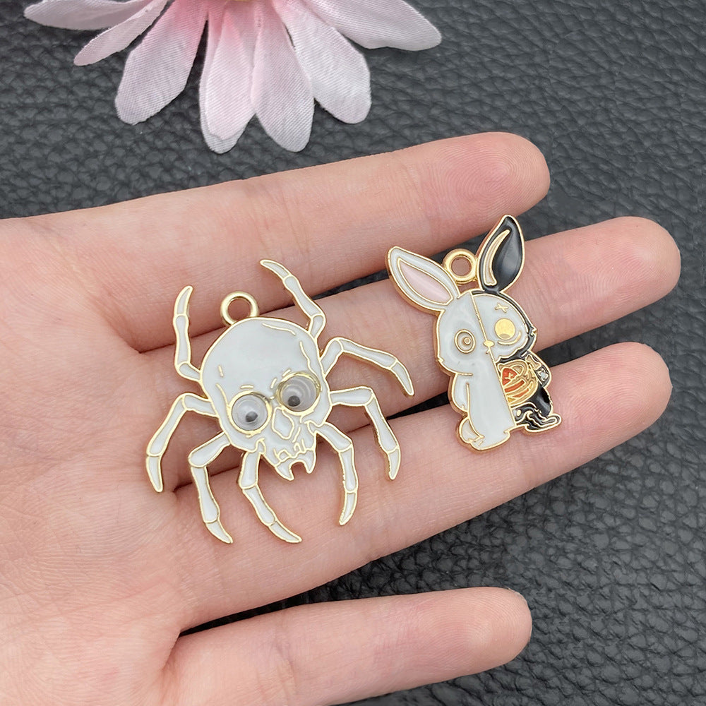 Enamel Zinc Alloy Ghost Skull Bat Charm Pendant for DIY Halloween Earrings Keychain
