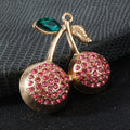 Rhinestone Double Cherry Charm Pendant Gold Tone Five Colors view 2