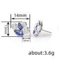 Silver Blue Marquise Clear Round Cluster Stud Earrings view 4