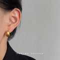 Matte Gold And Silver Tone Chunky Huggie Hoop Earrings In Two Colors view 2