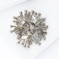 Silver Tone Starburst Brooch with Radiating Clear Crystals view 4