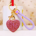Jeweled Heart Keychains with Color-Coordinated Braided Wrist Loops view 3