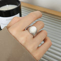 Chunky Oval Signet Rings Black Glass Or White Shell view 7