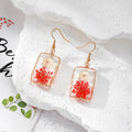 Square Resin Dried Flower Wire Frame Earrings 6 Colors view 2