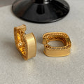 Square Gold Tone Crystal Hoop Earrings With Polished Metal Tone Details view 6
