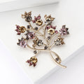 Branching Crystal Tree Brooch in Soft Pink and Brown view 2