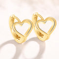 Open Heart Huggie Hoop Earrings Gold and Silver Pair view 6