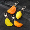 Realistic Lemon and Mandarin Orange Fruit Clip Keychains view 1