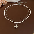 Silver Tone Layered Bead And Flower Necklaces With Decorative Accents view 7