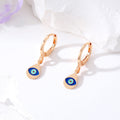 Rose Gold Tone Evil Eye Huggie Drop Earrings in Five Designs view 6