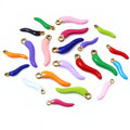 Colorful Curved Chili Pepper Enamel Charms with Gold Tone Loops view 5