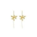 Iris Flower Long No Piercing Gold and Silver Ear Hangers view 5