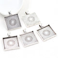 Square Pendant Bezel Settings in Four Silver and Bronze Styles view 7