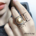 Oversized Champagne Pearl-Like Statement Ring In Two Metal Tones view 4