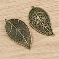 Large Filigree Leaf Metal Pendants in Two Antique Finishes view 2