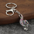 Treble Clef Rhinestone Keychain With Split Ring And Lobster Clasp view 4