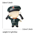 Cat Eye Face Cartoon Girl Brooch Green Uniform Salute view 6
