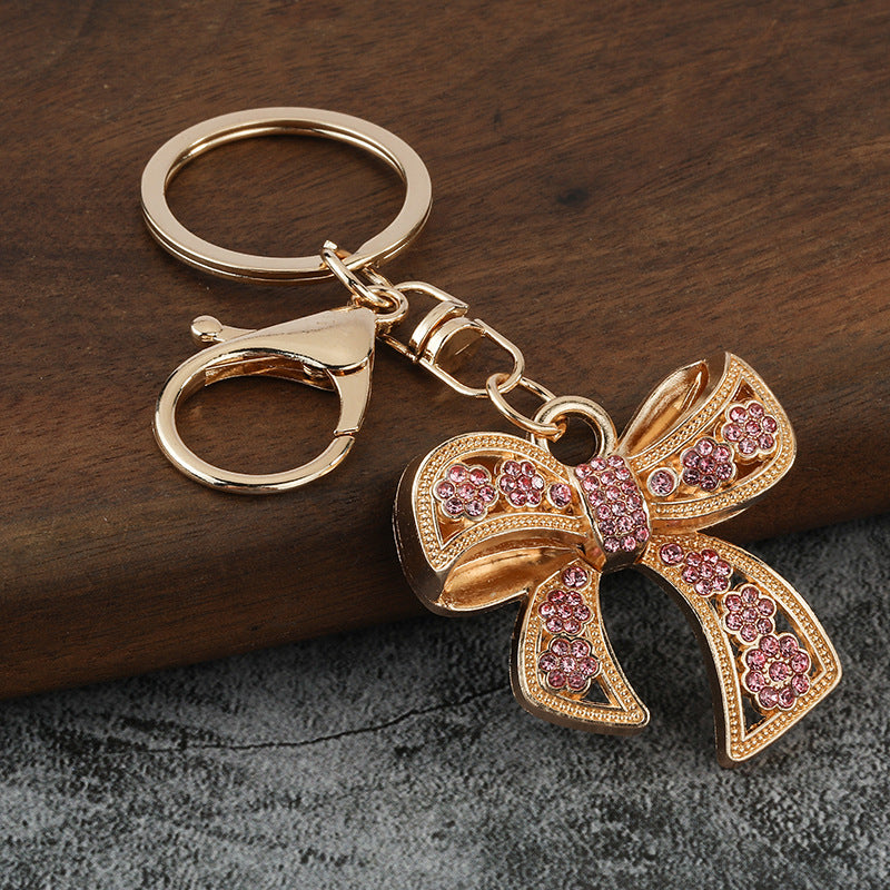 Colorful Bow Rhinestone Keychain Pendant for Bag and Key Charm