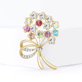 Pastel Crystal Flower Bouquet Brooch in Pastel Gold view 2