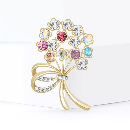 Pastel Crystal Flower Bouquet Brooch styled product view