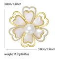 Gold Tone White Camellia Flower Brooch With Pearl Center view 6