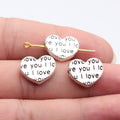 15x13mm 1.5g Antique Silver Zinc Alloy I LOVE YOU Heart Loose Metal Double Sided Beads for Bracelet Necklace DIY