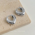 Silver-Tone Thick Hoop Earrings With Star Crystal Accents view 6