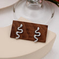 Curving Snake Clear Look Long Statement Stud Earrings view 2