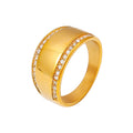 Wide Band Ring Czech Diamond Edge Smooth Gold Steel Metal view 5