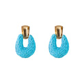 Five Color Wrapped Cord Open Oval Statement Stud Earrings view 9