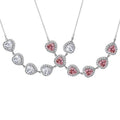 Heart Halo Zirconia Necklace Clear Or Purple Silver Tone view 5