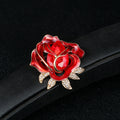 Red Gold Tone Rose Crystal Enamel Two Designs Metal Brooch Pin view 5