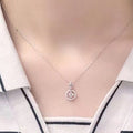 Silver Crown Open Circle Drop CZ Pendant Necklace Chain view 4