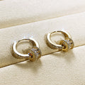 Gold Detachable Barrel Zircon Charm Hoop Earrings Pair view 2