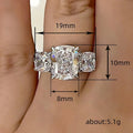 Silver Tone Three Stone Square Cut Statement Ring With Pavé Band view 4