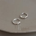 Silver Tone Mini Flower Detail Huggie Hoop Earrings For Women view 1
