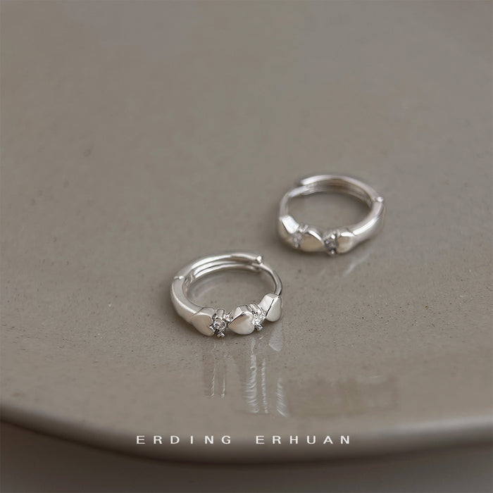 Silver Tone Mini Flower Detail Huggie Hoop Earrings For Women