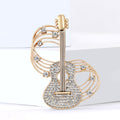 Rhinestone Guitar Brooch Musical Staff Crystal Metal Pin view 4