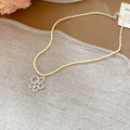 Cream Seed Bead Necklace Silver Open Flower Crystal Pendant view 6