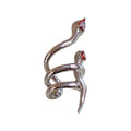 Silver Tone Red Eye Snake Ear Cuff With Decorative Metal Accents view 5