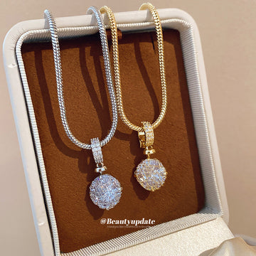 Round Crystal Pendant Necklace In Gold And Silver Statement Jewelry