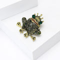 Crowned Green Mosaic Frog Brooch With Emerald Crystal Eyes view 3